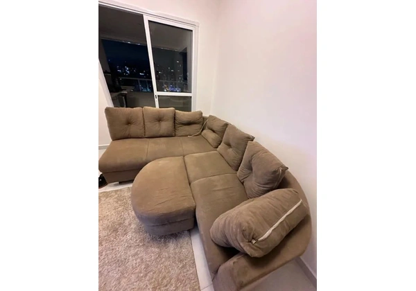 Sofá Suede Marrom em L