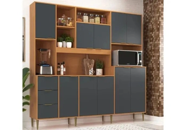 Kit Cozinha com 10 Portas, 3 Gavetas e Pés Reguláveis de 17cm