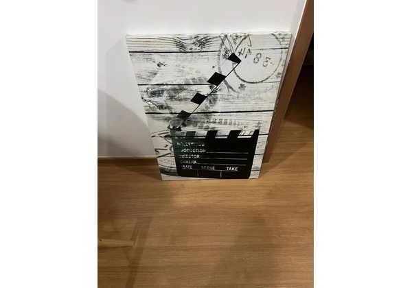 Quadro Decorativo Claquete Cinema Hollywood - Estilo Vintage