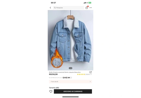 Jaqueta Jeans Masculina Forró de Lã