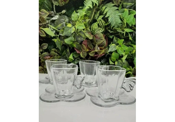 4 Xícara transparente cha borboleta 180ml wolff