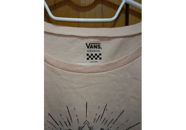 blusa vans estampada rosa claro (nova) - tam g fem