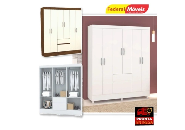Guarda Roupas Ideal 6 portas 2 Gavetas - Mega Oferta - Novo