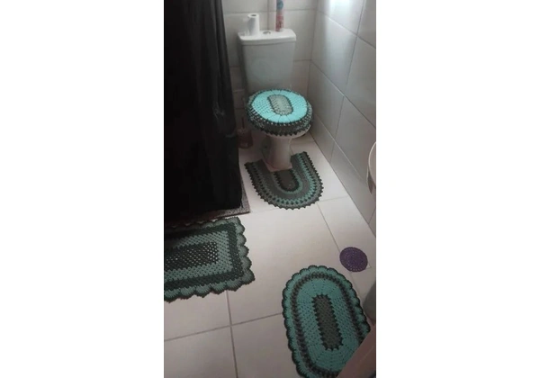Conjunto de tapetes de crochê para banheiro