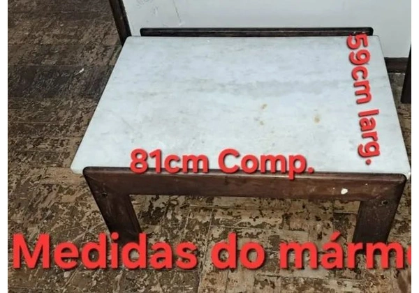 Mesa de centro Antiga Anos 60 Jacarandá e Mármore