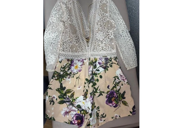 Macacão renda floral branco LP