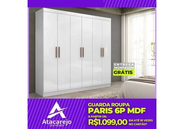 Guarda Roupa MDF Casal Entrega e Montagem Grátis