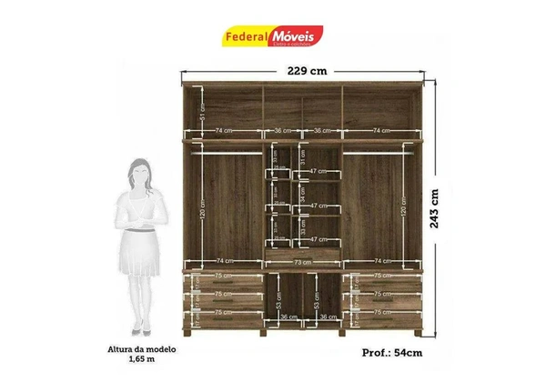 Guarda Roupa 13 Portas 7 Gavetas Novo Pronta Entrega