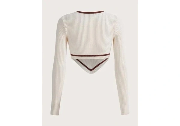 Cropped manga longa bege
