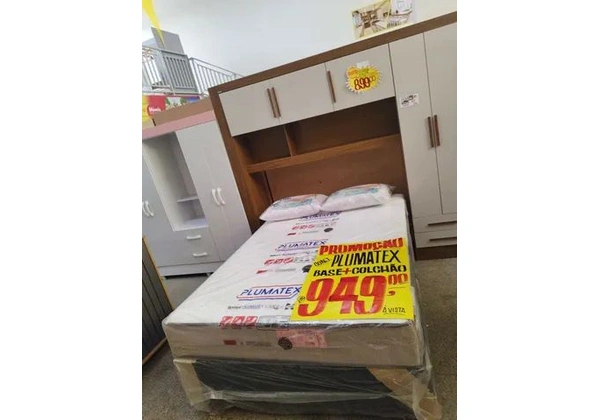Cama casal box conjunto mega promoção espuma D26.
