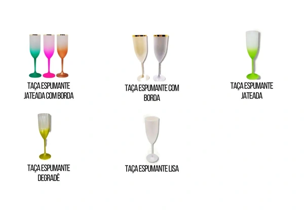 Kit 10 Taças de Espumante Personalizadas Diversos Modelos e Cores