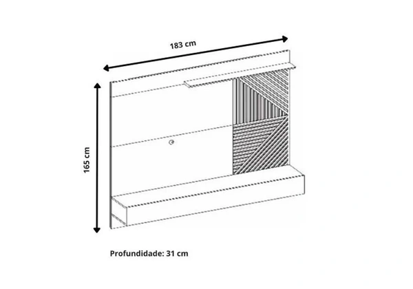 Painel ripado para Tv até 65 polegadas.