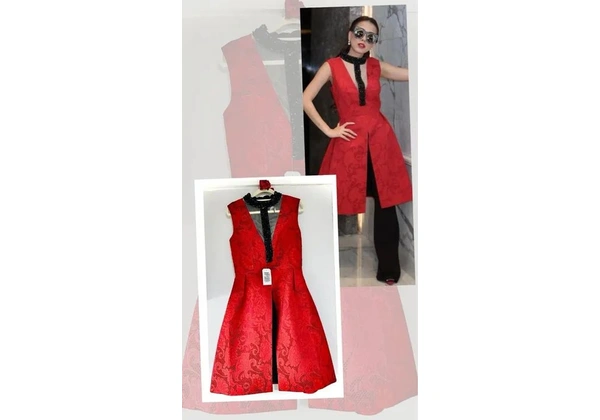 Alta-costura / Túnica em decote V - vermelho elegante