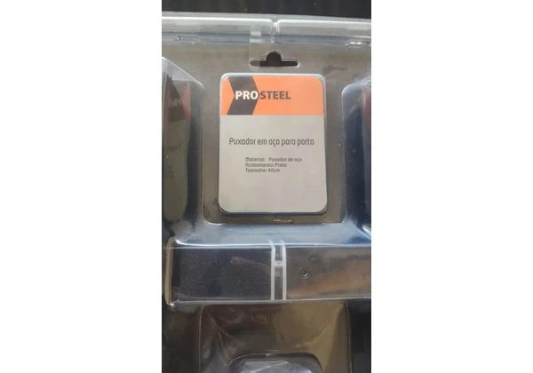 Puxador para porta aço duplo preto 40cm Prostell Puxador