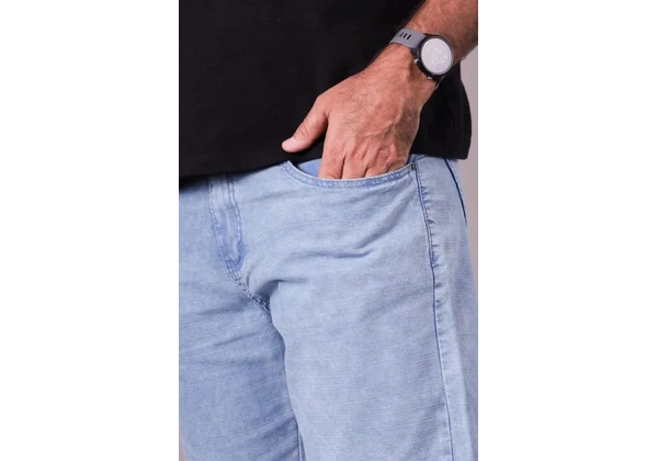 Bermuda Sarja Logo Azul Claro - Tamanho 38 ao 48