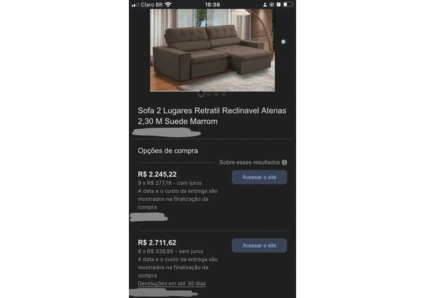 Sofá 2 lugares retrátil reclinável Atenas 2, 30 m Suede Marrom,