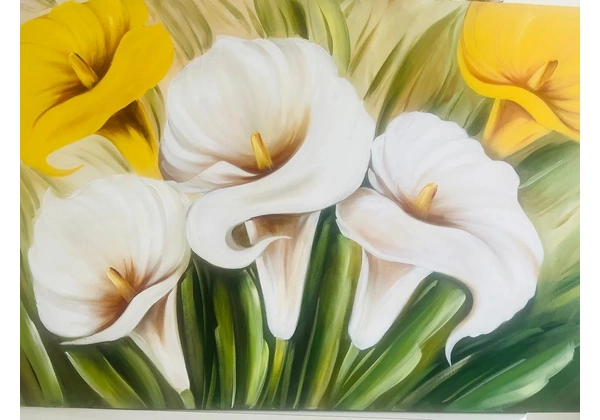 Quadro 80x120 de callas amarela e branca de 1190, 00 por Decoração Moderna