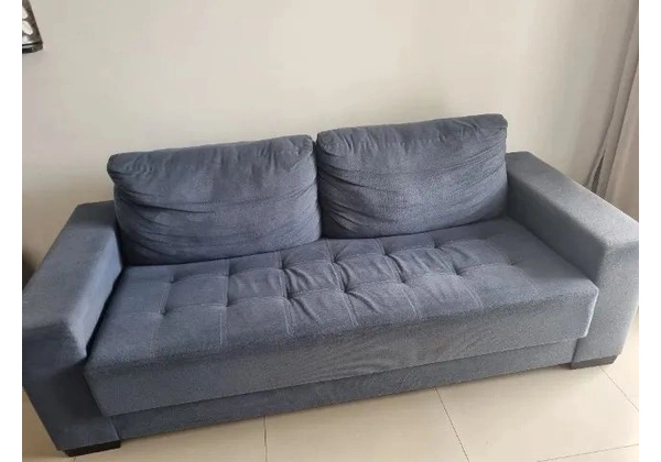 Sofá de Linho Suede Azul Claro