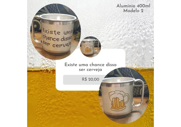Canecas de alumínio 400ml - Super Pai ou Cerveja