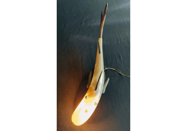 Luminária Vintage em Formato de Peixe - Chifre de Boi - Peça Rara e Decorativa