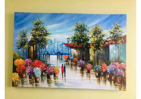 Quadro pintado Paris 80 x120 na promoção de 1390, 00 por