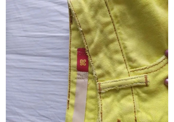Saia jeans amarela 36