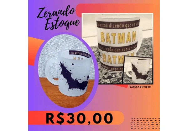 Canecas de vidro jateado/fosco - Batman ou Orgulho