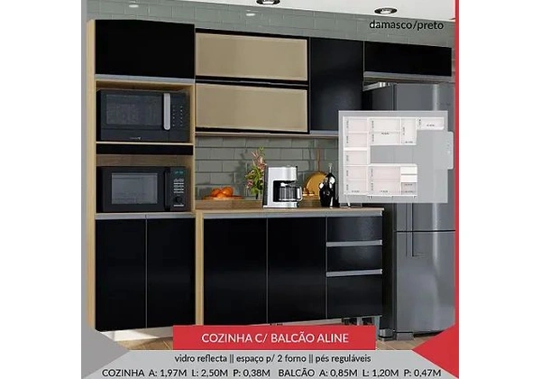 Armario de Cozinha Aline C balcao