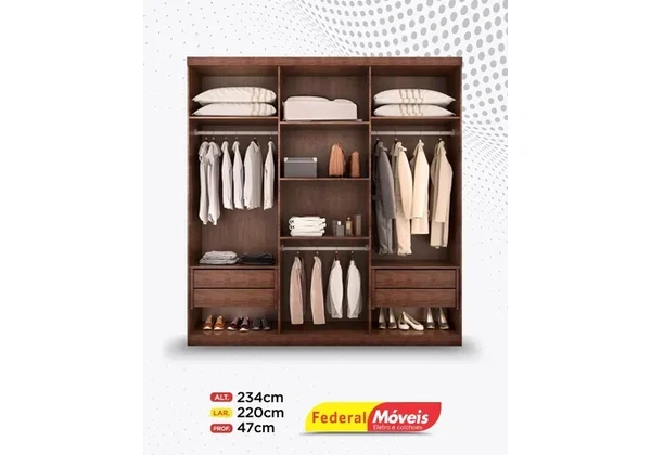 Guarda Roupa 100% MDF 6 Portas 4 Gavetas Super Lindo Novo Fazemos Entrega