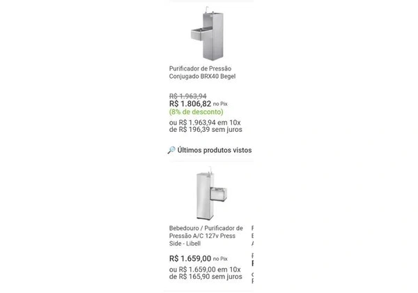 Bebedouro e purificador libell novo inox