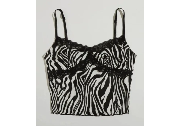 top zebra listrado de renda