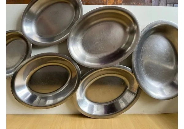 Baixela tijelas ovais de inox para servir - 6 peças variadas