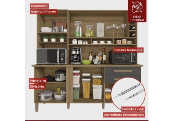 Armário de Cozinha Aléxia Compacto Espelhado - Mega Oferta - Fazemos Entrega