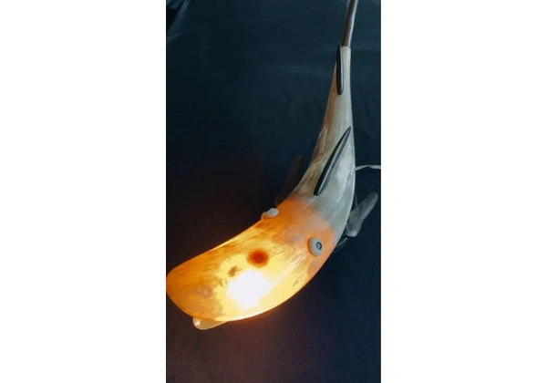 Luminária Vintage em Formato de Peixe - Chifre de Boi - Peça Rara e Decorativa