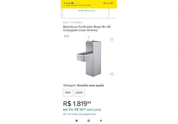 Bebedouro e purificador libell novo inox