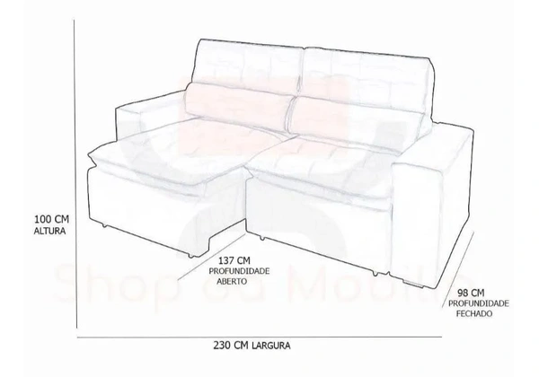 Sofá 2 lugares retrátil reclinável Atenas 2, 30 m Suede Marrom,