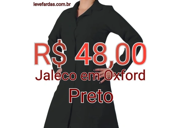 Jaleco Oxford PRETO - Saúde / Estética / Beleza