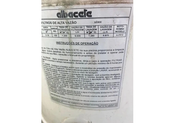 Filtro e bomba para Piscina Albacete de Alta Vazão