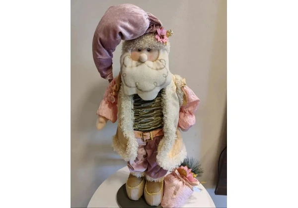 Papai Noel de Pelúcia Rosa Decorativo - Natal