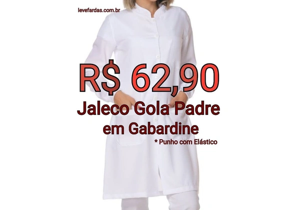 Jaleco Gola Padre em Gabardine - Punho de Elástico