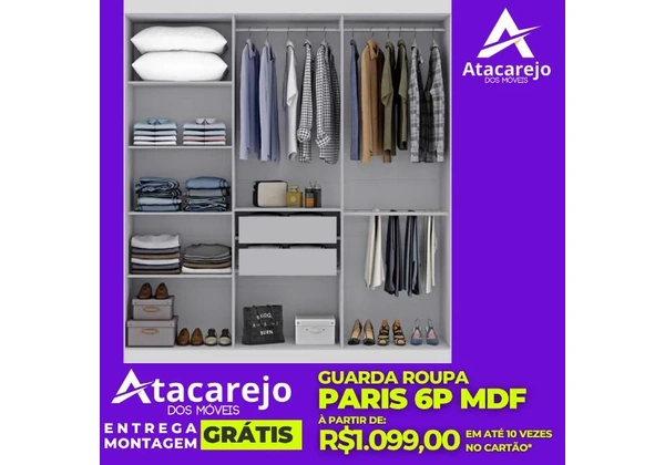 Guarda Roupa MDF Casal Entrega e Montagem Grátis