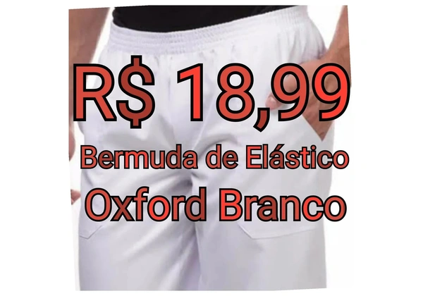 Bermuda Branca de Elástico - Oxford Branco