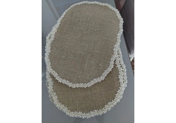 Jogo de 2 Porta Copos de Juta com Detalhes em Flores