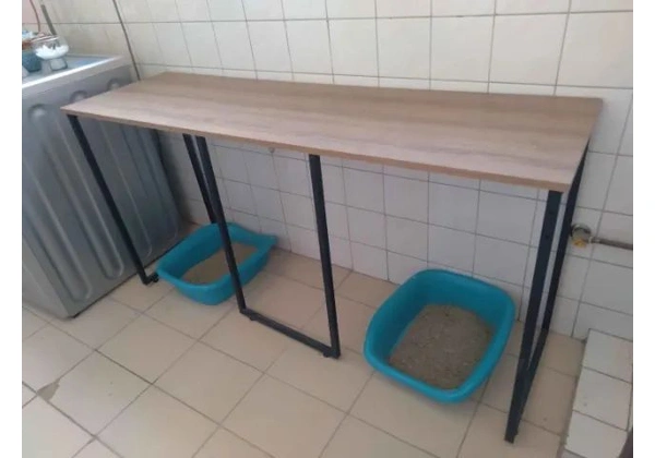 Mesa de escritório industrial em MDF / Metal Marrom 77 cm x 151 cm x 45 cm