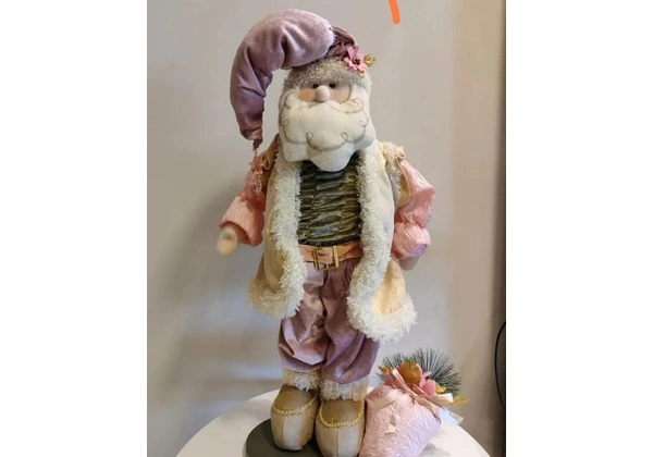 Papai Noel de Pelúcia Rosa Decorativo - Natal