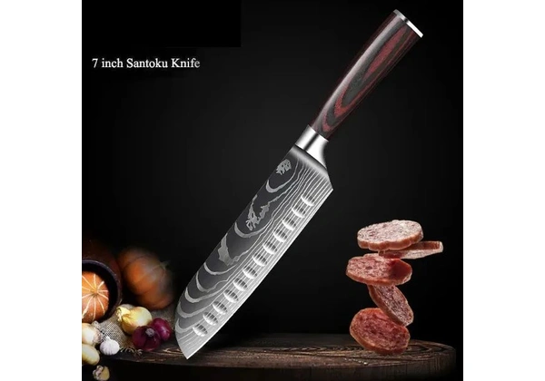 Kit com 4 Facas de Cozinha de Aço Damasco - [Pronta-entrega] - Preço com Desconto