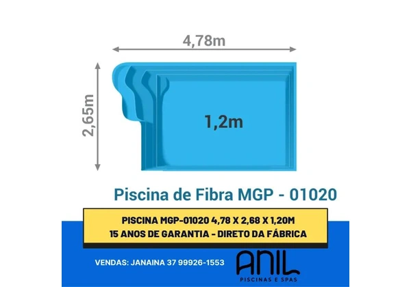 Ja - Piscina pequena/media 4, 78 x 2, 65 x 1, 20m nova de fibra