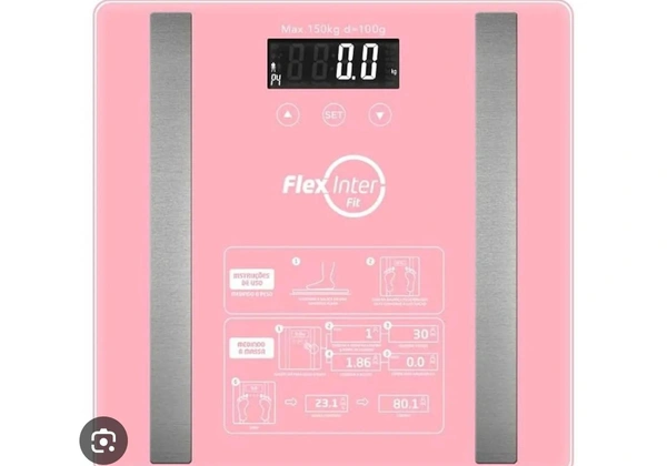 Balança digital corporal com Bioimpedância Simple rosa