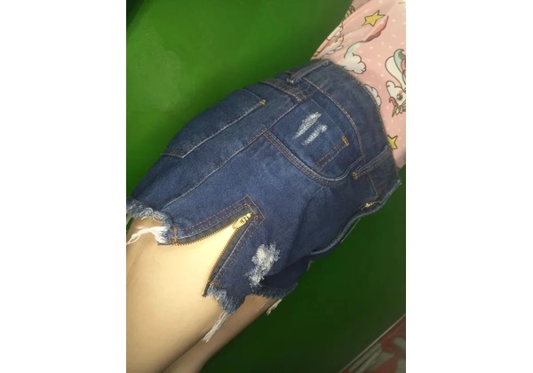 Conjunto shorts jeans curto + body Unicórnio