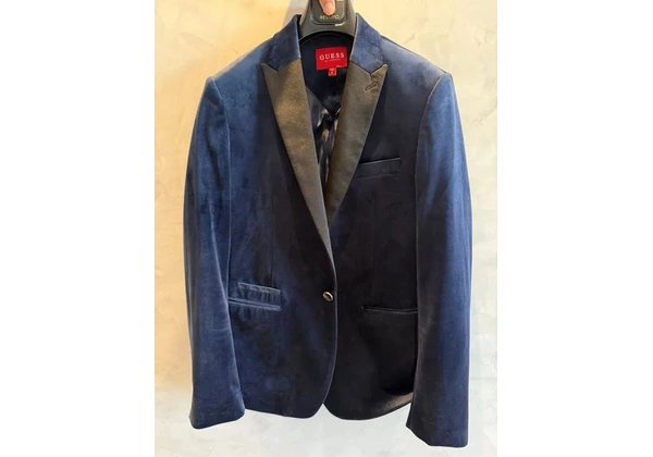 Smoking GUESS veludo Azul
